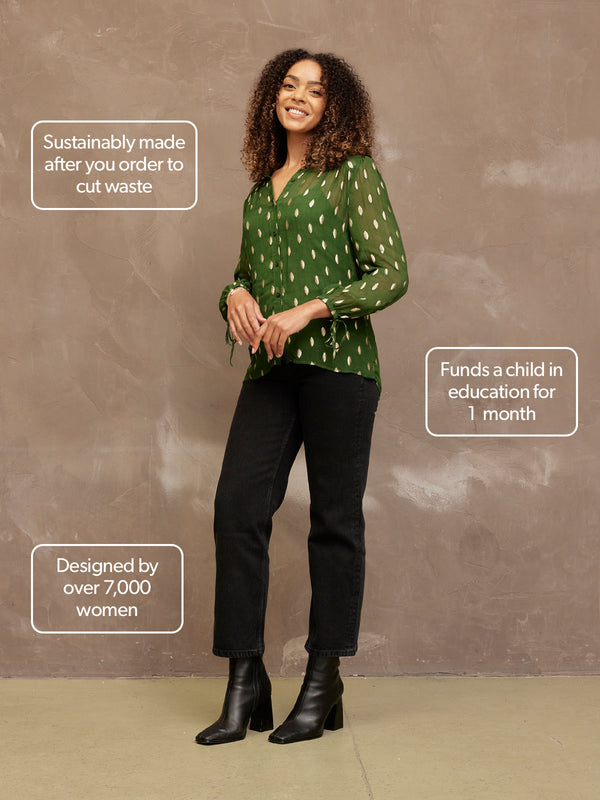 Jamila - Lurex Blouse - Green and Gold