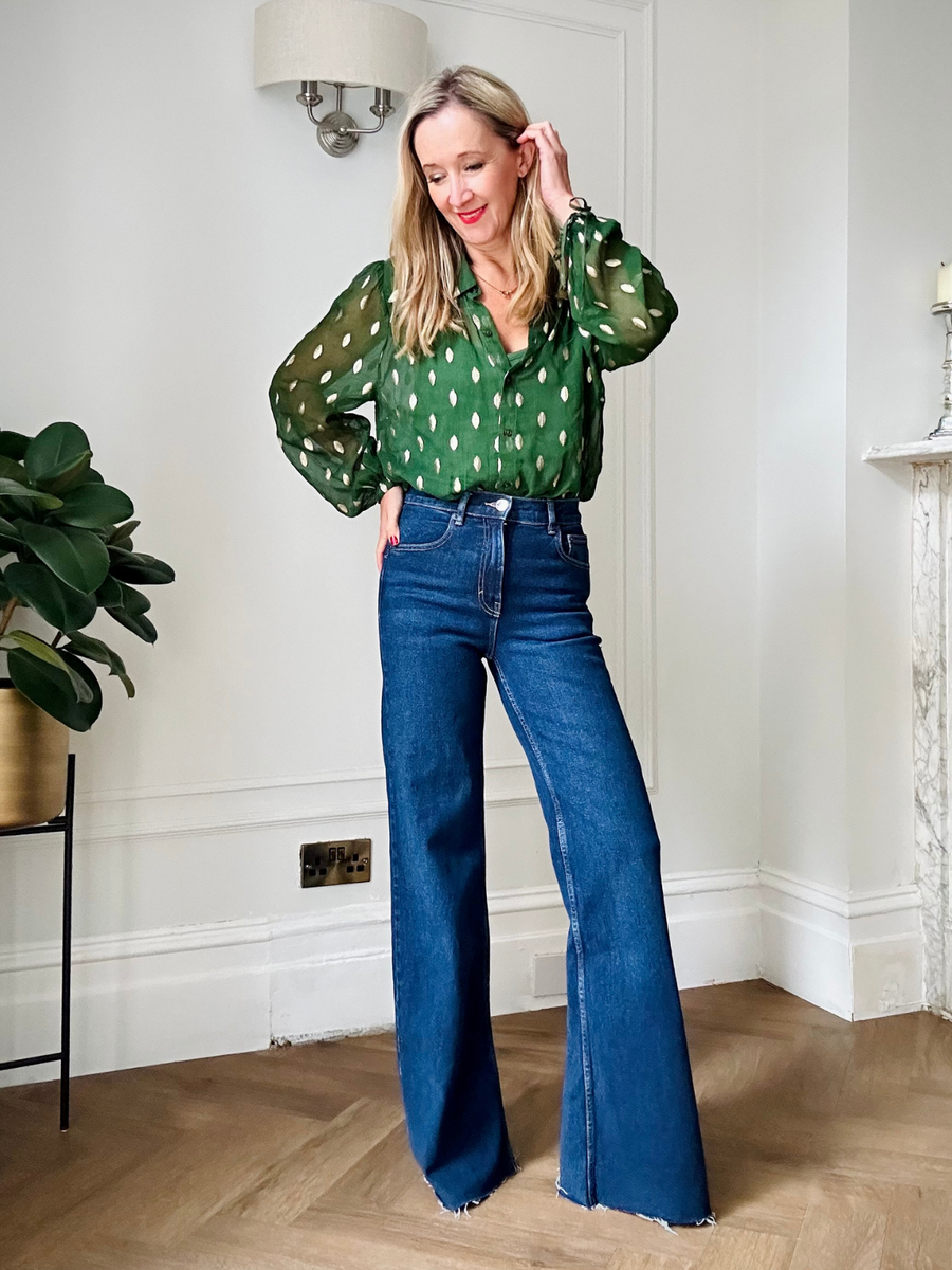 Jamila - Lurex Blouse - Green and Gold