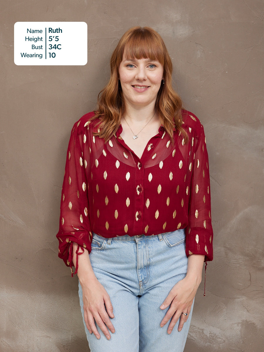 Jamila Lurex Shirt - Burgundy and Gold