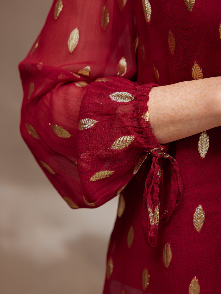 Jamila Lurex Shirt - Burgundy and Gold