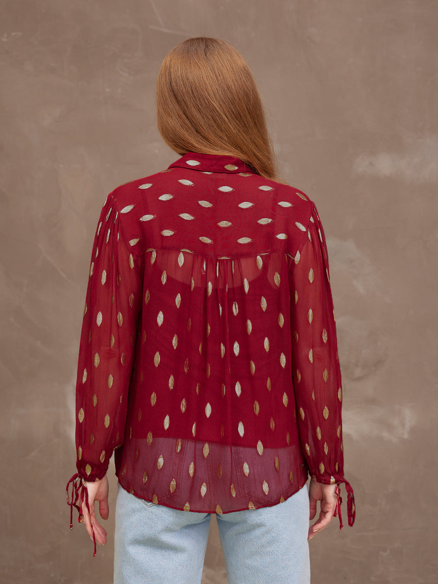 Jamila Lurex Shirt - Burgundy and Gold