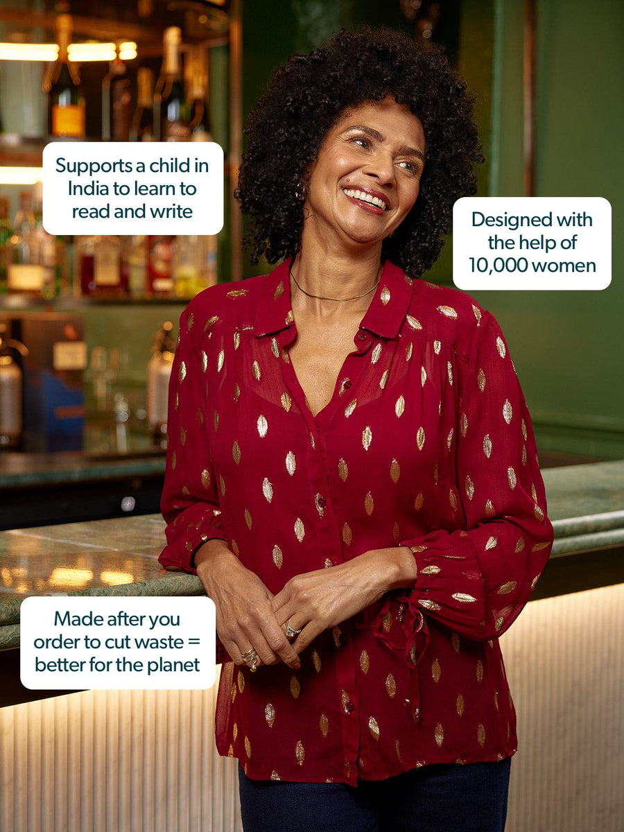 Jamila Lurex Shirt - Burgundy and Gold