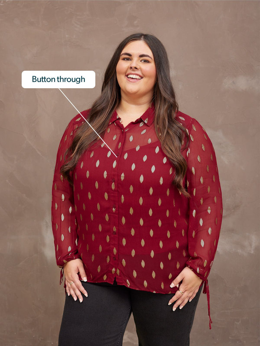 Jamila Lurex Shirt - Burgundy and Gold