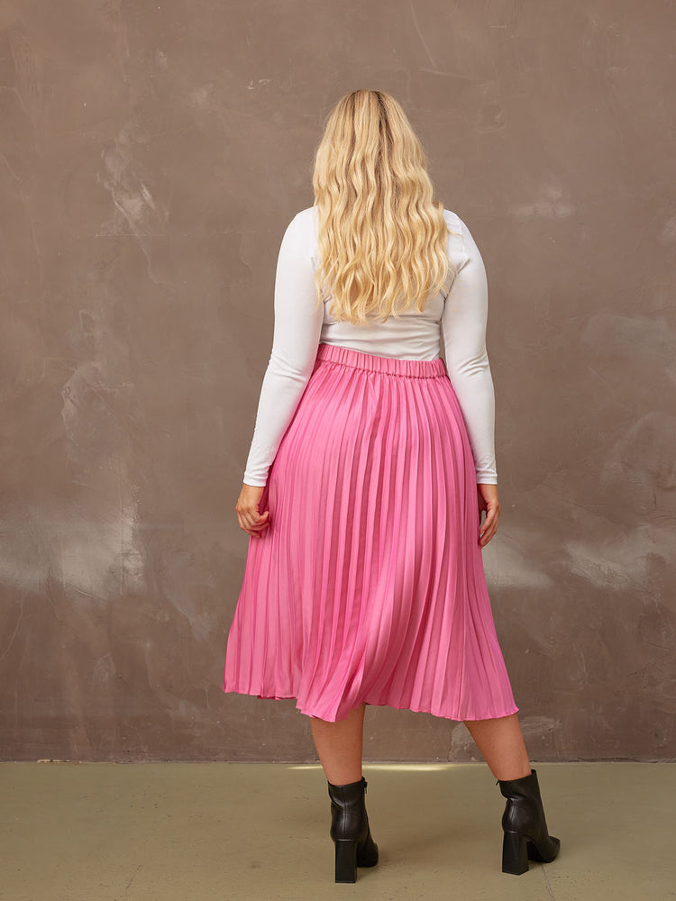 Jane - Pleated Skirt - Hot Pink