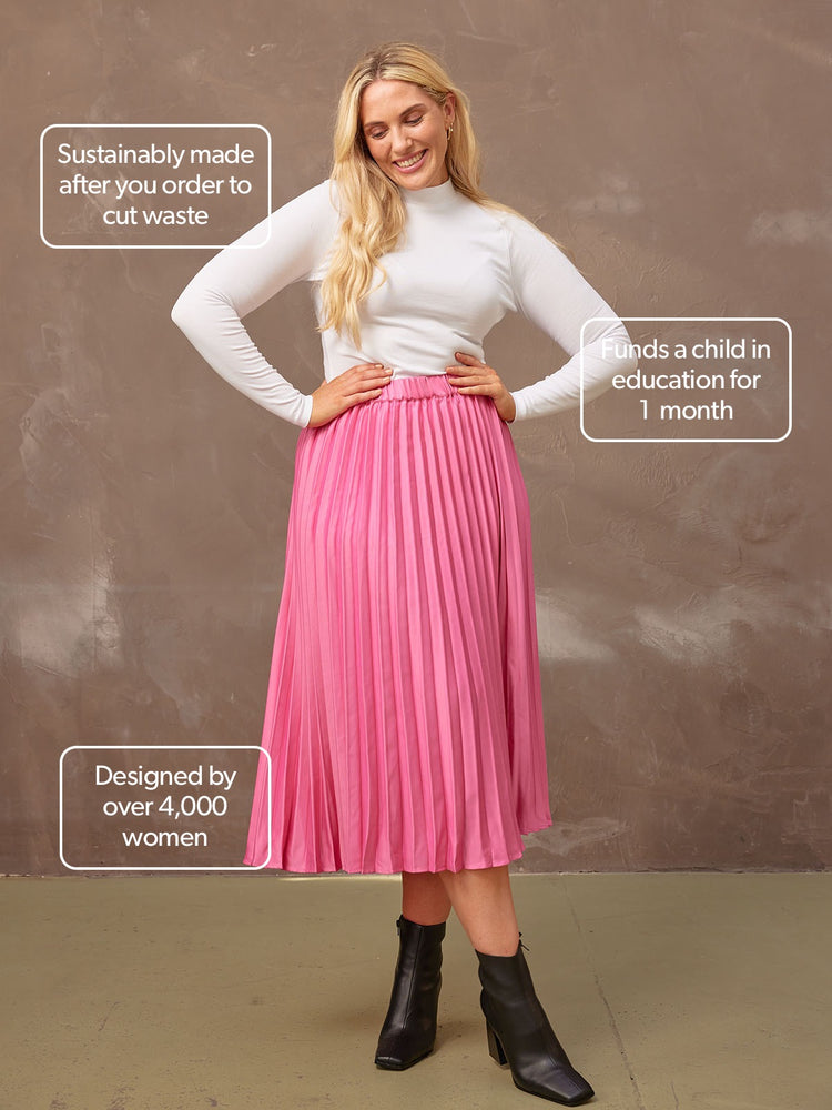 Jane - Pleated Skirt - Hot Pink
