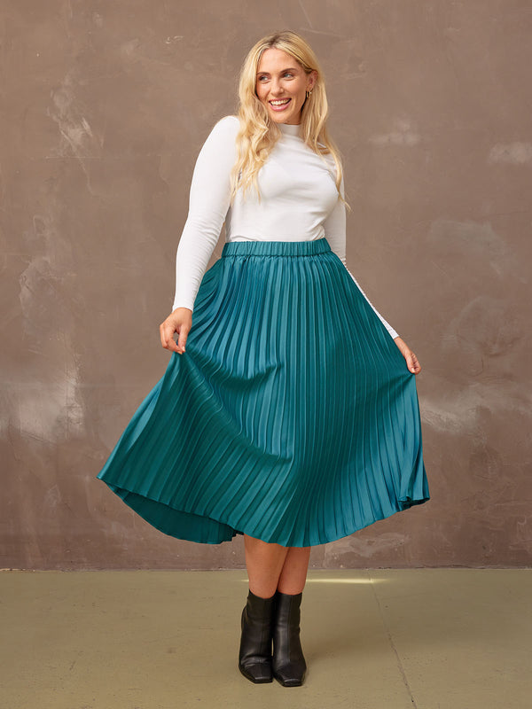 Jane - Pleated Skirt - Teal