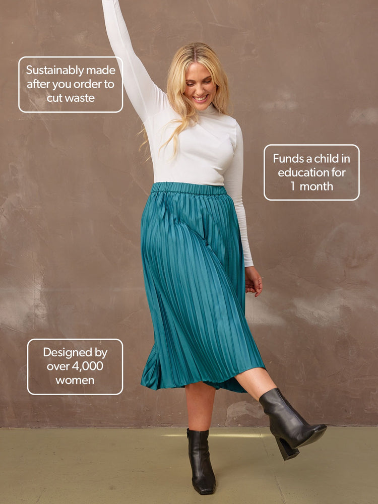 Jane - Pleated Skirt - Teal