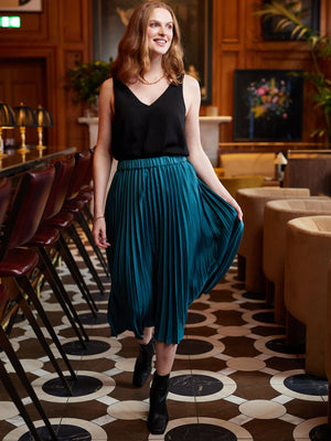 Jane - Pleated Skirt - Teal