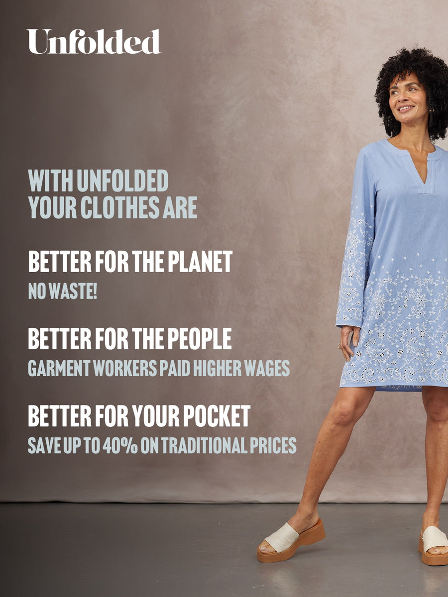 NAME Embroidered Tunic Dress - Blue & White