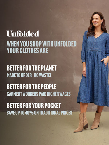 Jessica V-Neck Denim Dress - Printed Paisley