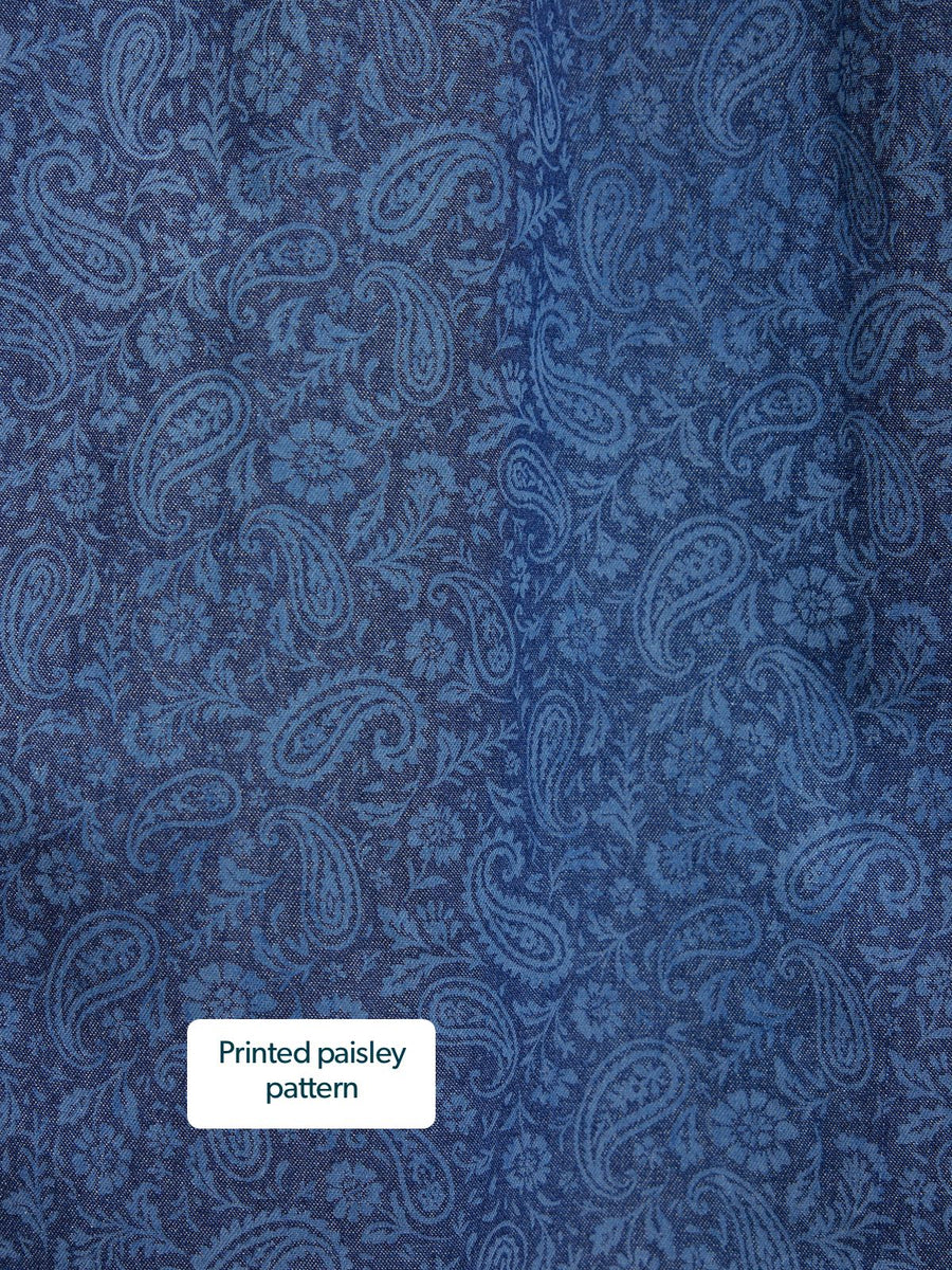 Jessica V-Neck Denim Dress - Printed Paisley