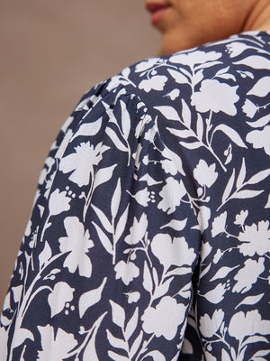Joanna Bias Cut Dress - Monochrome Floral