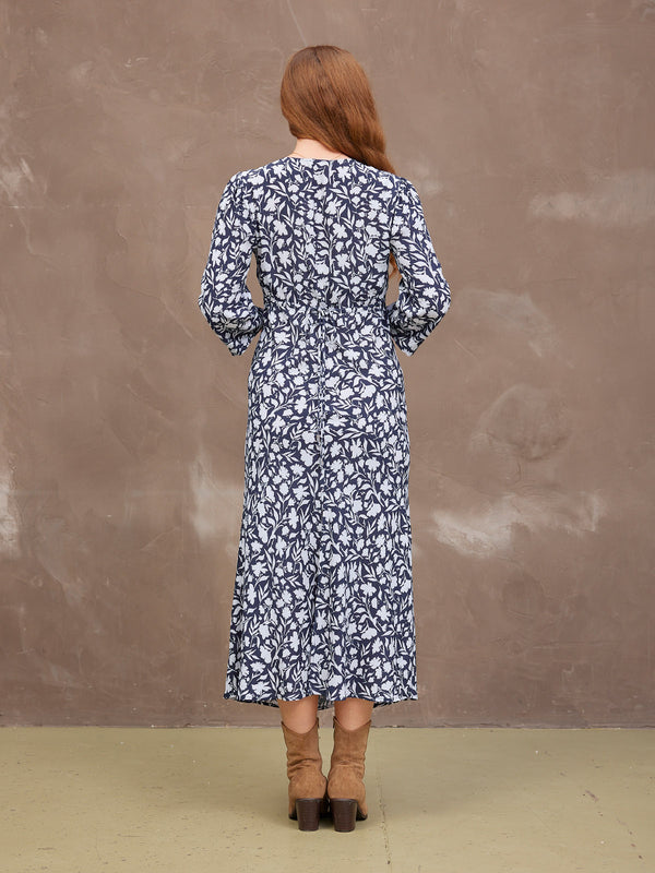 Joanna Bias Cut Dress - Monochrome Floral