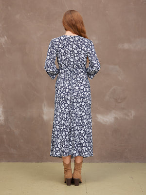 Joanna Bias Cut Dress - Monochrome Floral