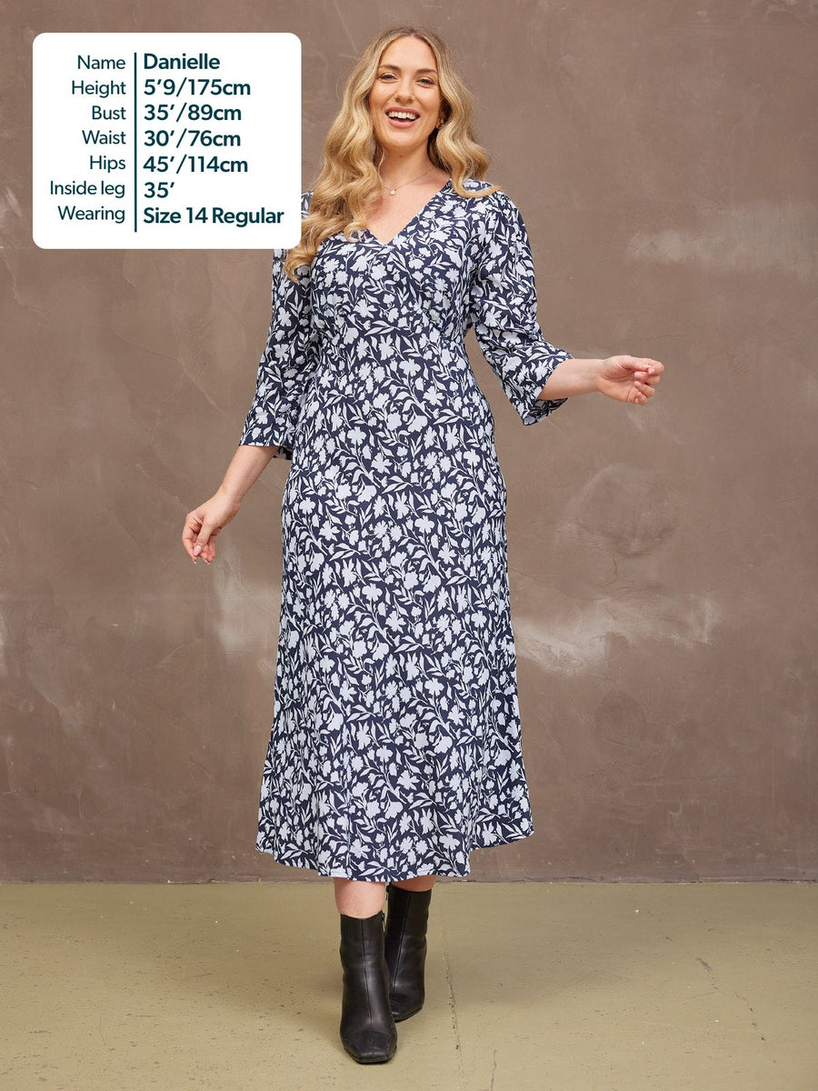 Joanna Bias Cut Dress - Monochrome Floral