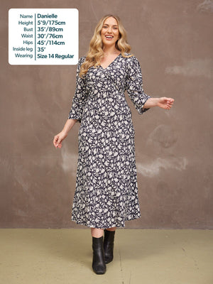 Joanna Bias Cut Dress - Monochrome Floral