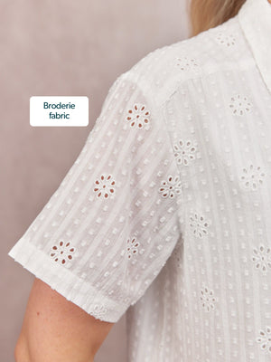 Kari Broderie Short Sleeve Shirt - White
