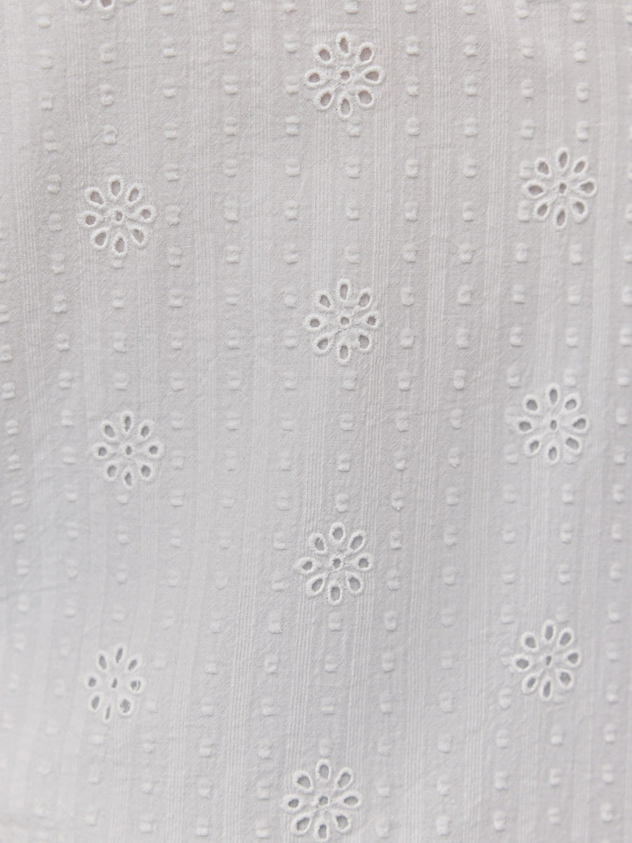 Kari Broderie Short Sleeve Shirt - White