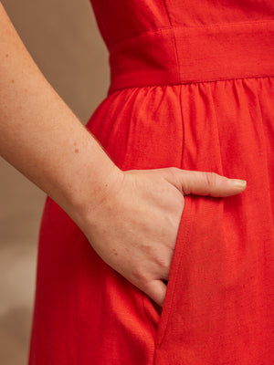 Kate - V Neck Tiered Dress - Red