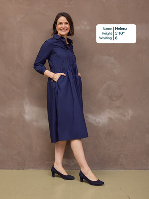 Katrina Cotton Shirt Dress - Navy