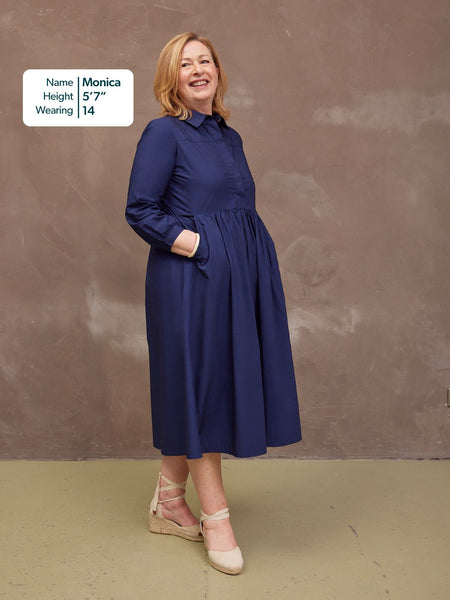 Katrina Cotton Shirt Dress - Navy