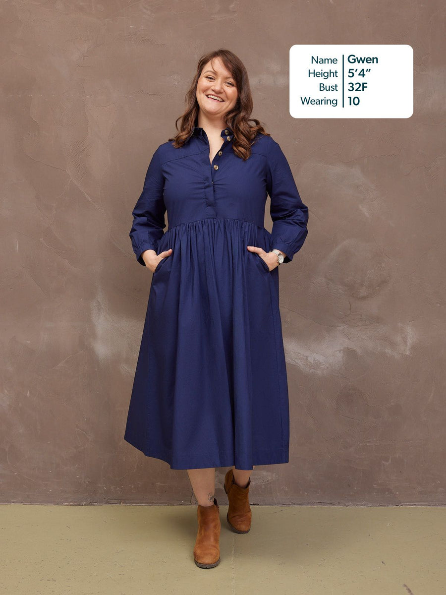 Katrina Cotton Shirt Dress - Navy