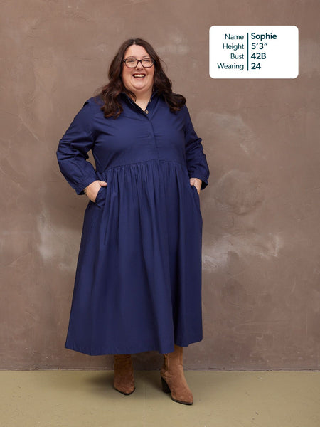 Katrina Cotton Shirt Dress - Navy