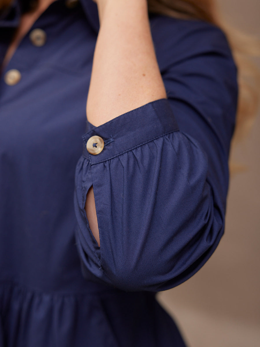 Katrina Cotton Shirt Dress - Navy