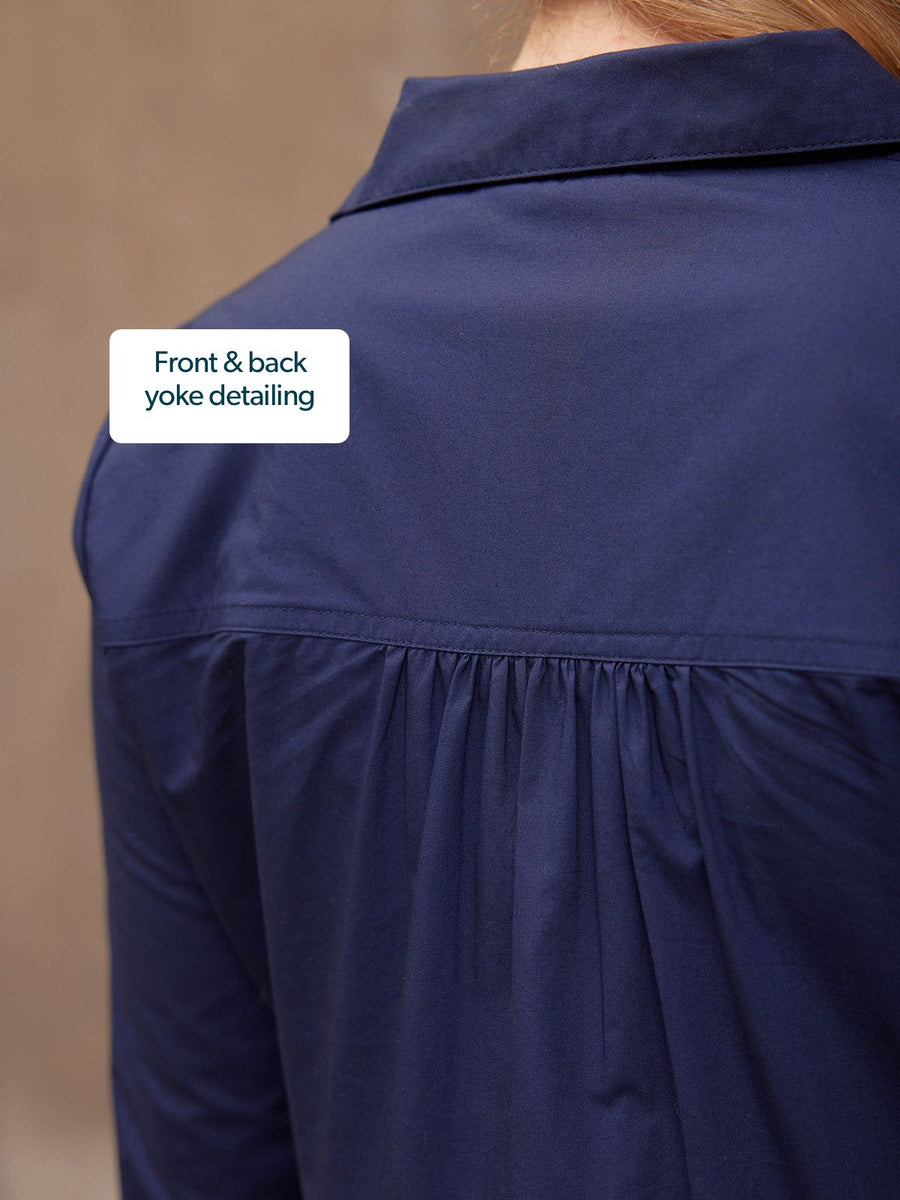 Katrina Cotton Shirt Dress - Navy