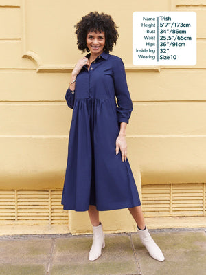 Katrina Cotton Shirt Dress - Navy