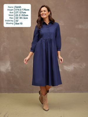 Katrina Cotton Shirt Dress - Navy