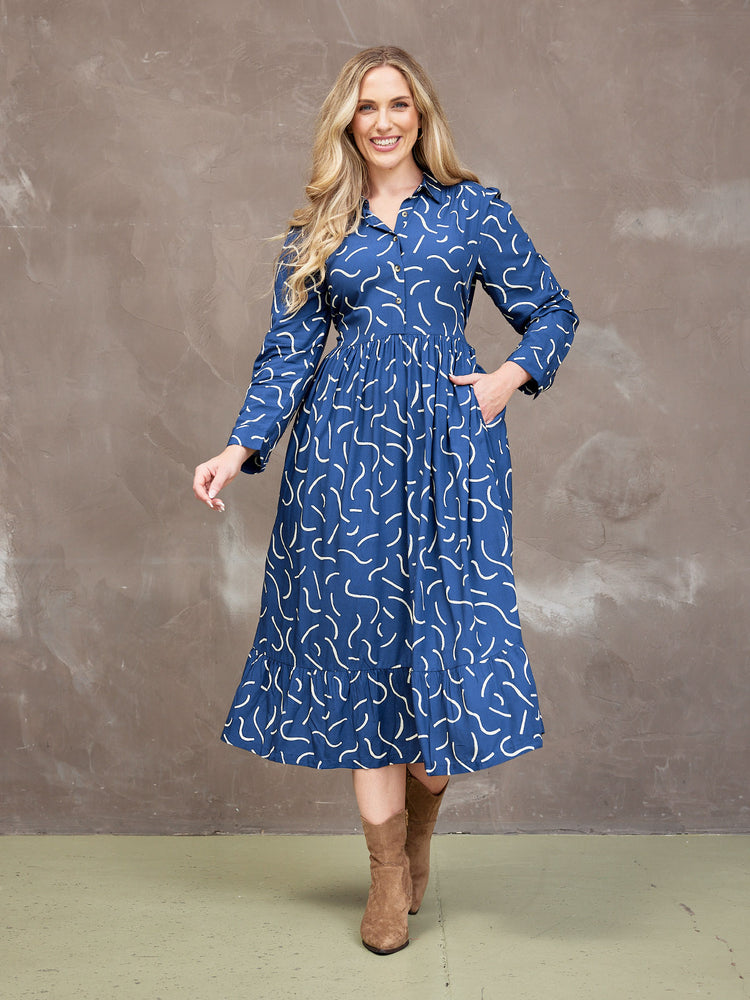 Kirsty Scribble Print Shirt Dress