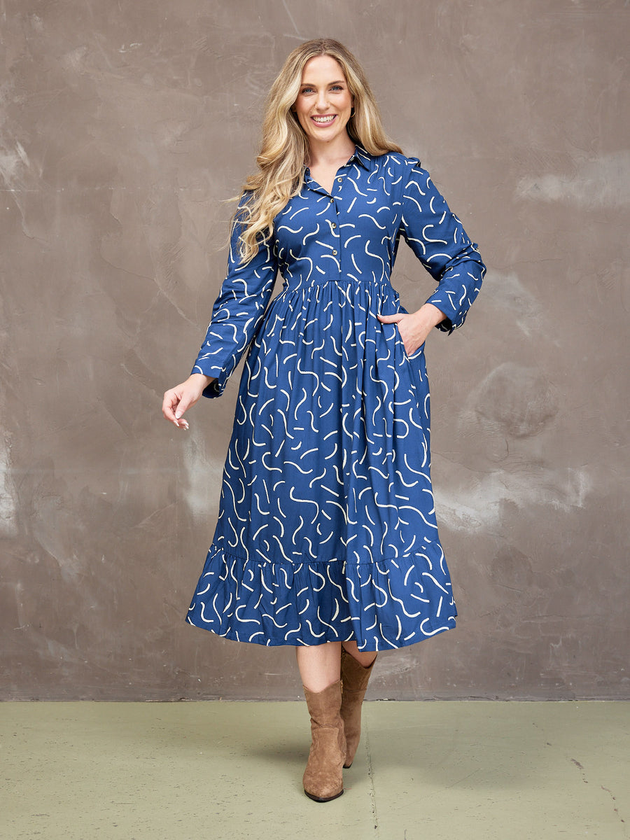 Kirsty Scribble Print Shirt Dress