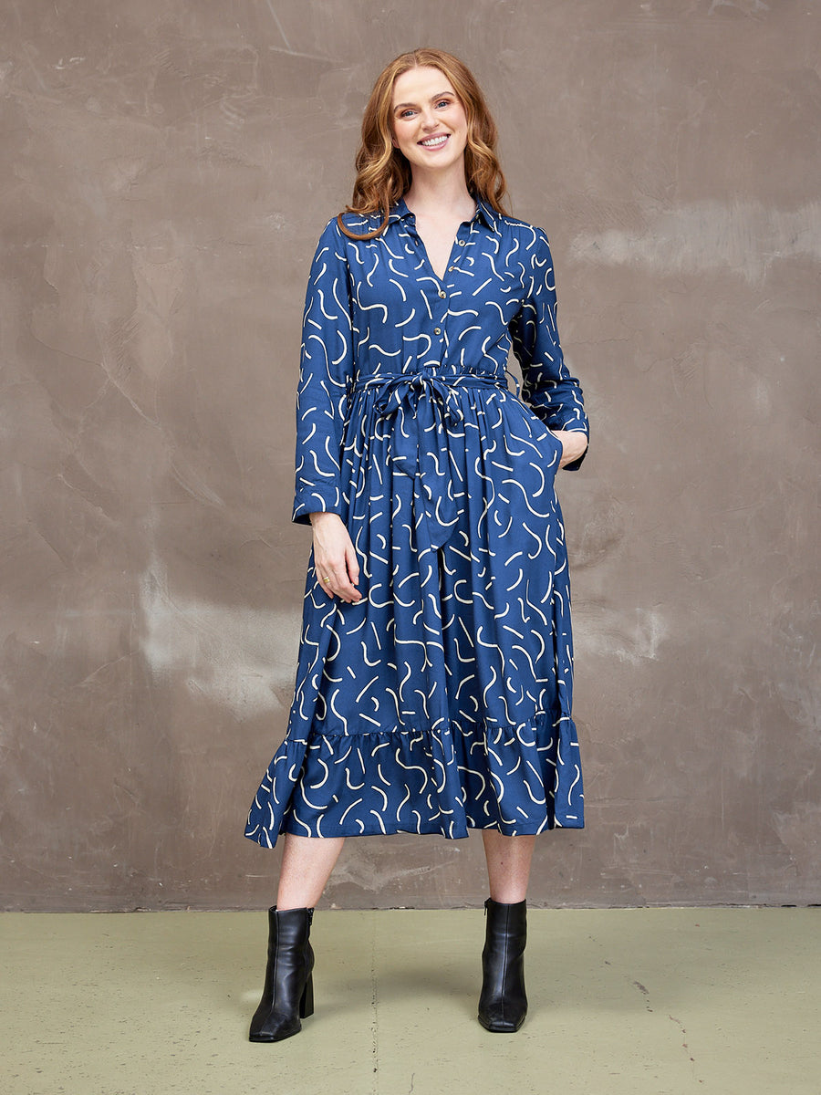Kirsty Scribble Print Shirt Dress