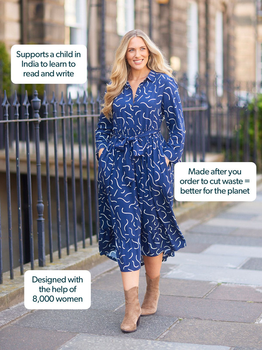 Kirsty Scribble Print Shirt Dress