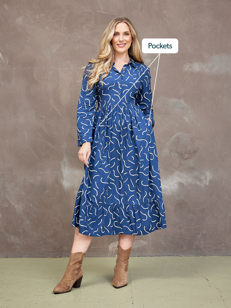 Kirsty Scribble Print Shirt Dress