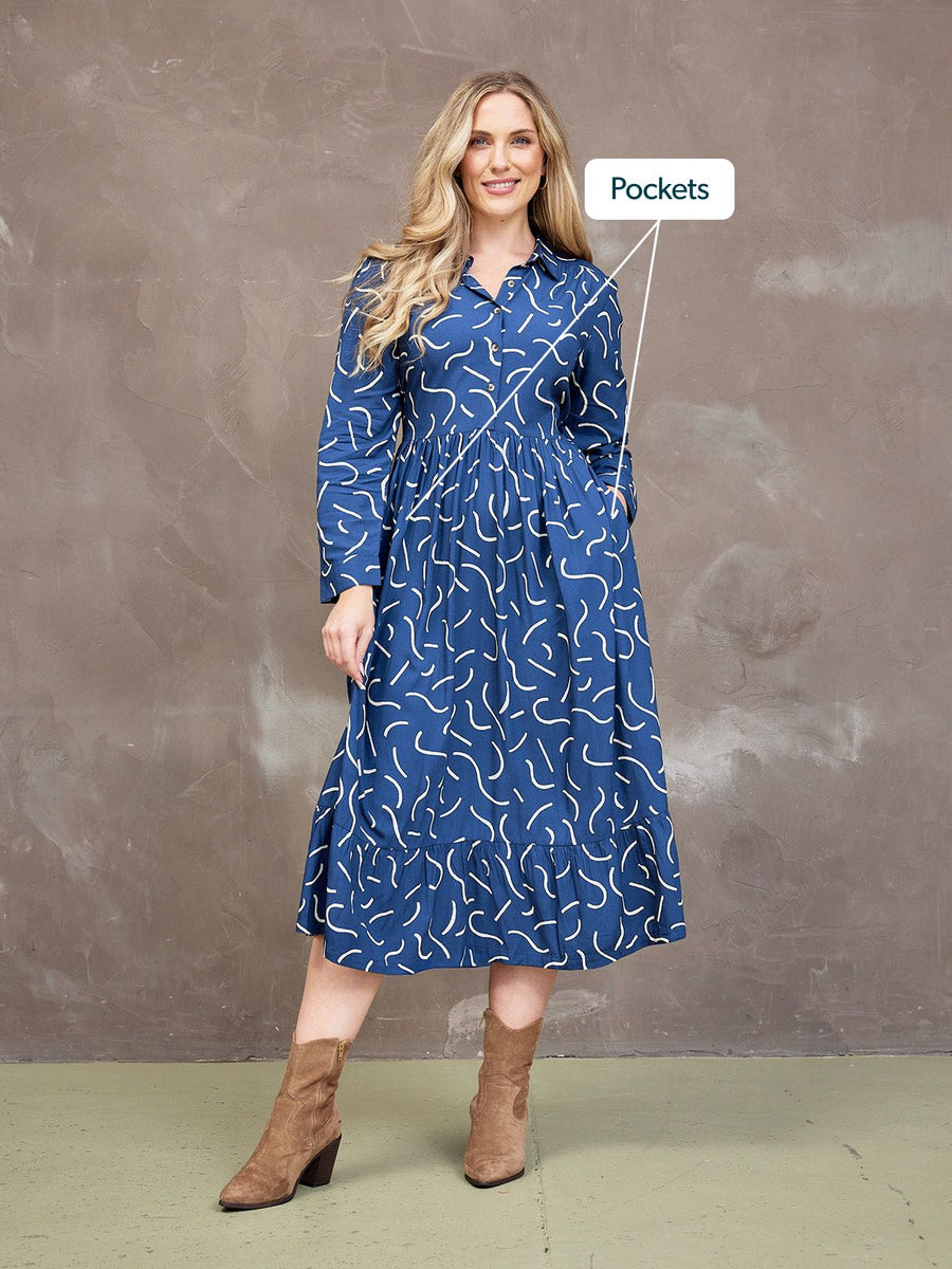 Kirsty Scribble Print Shirt Dress