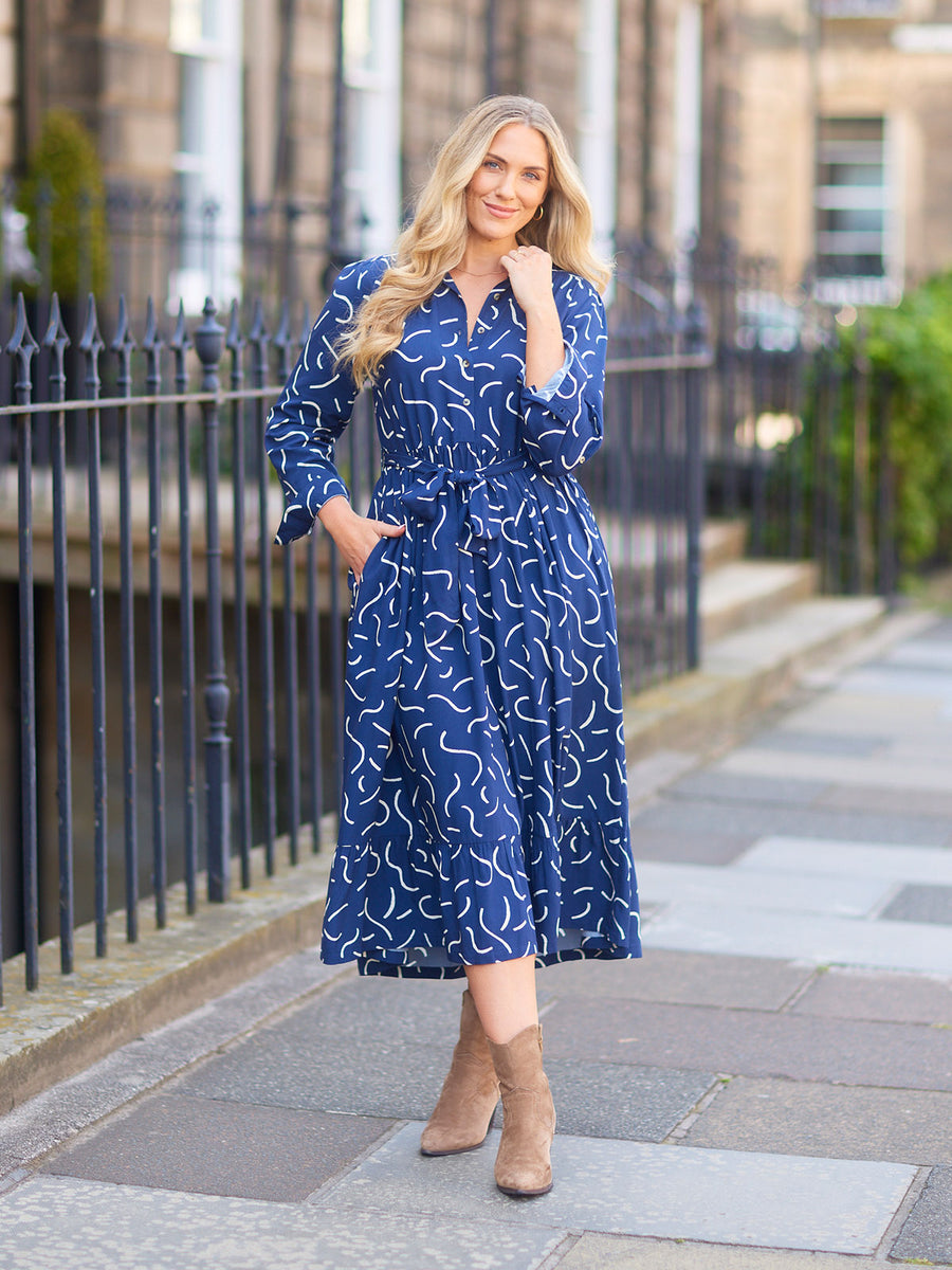 Kirsty Scribble Print Shirt Dress