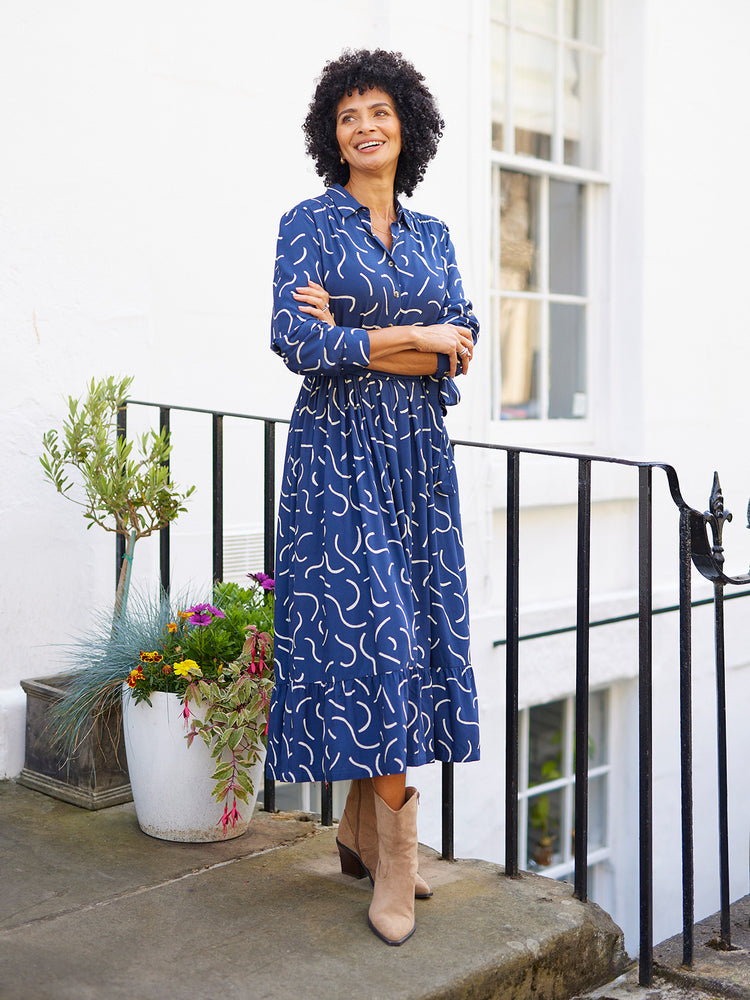 Kirsty Scribble Print Shirt Dress