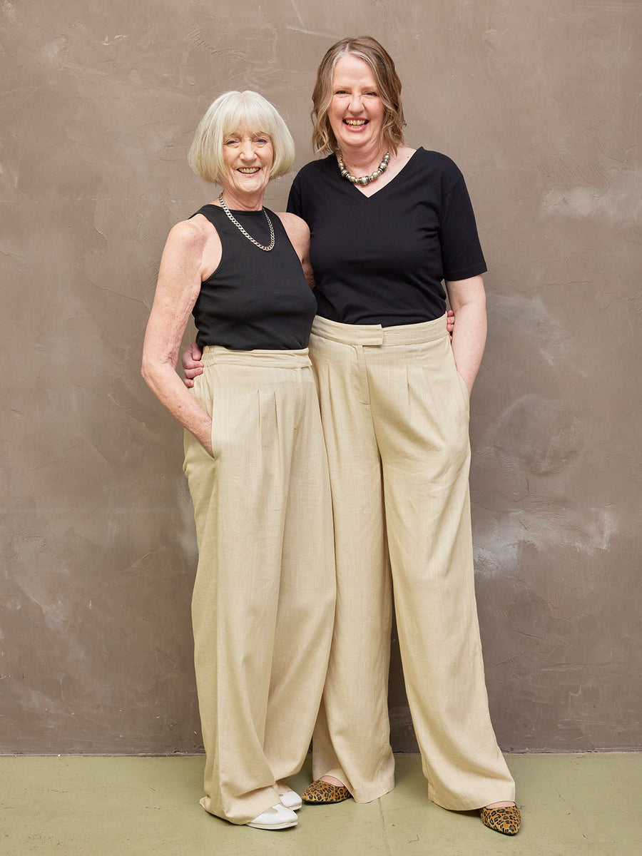 Vanessa - Tailored Wide Leg Trouser - Sand