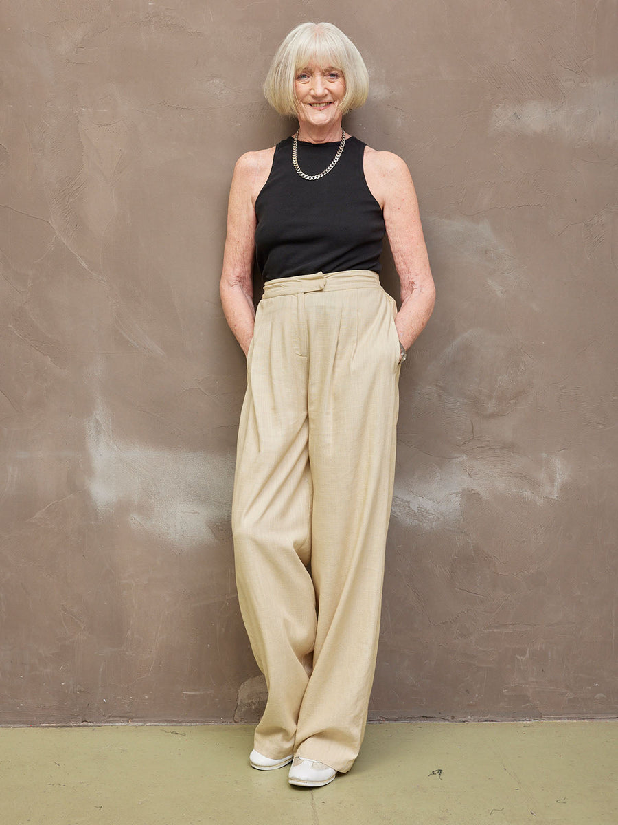 Vanessa - Tailored Wide Leg Trouser - Sand