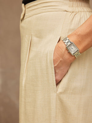 Vanessa - Tailored Wide Leg Trouser - Sand