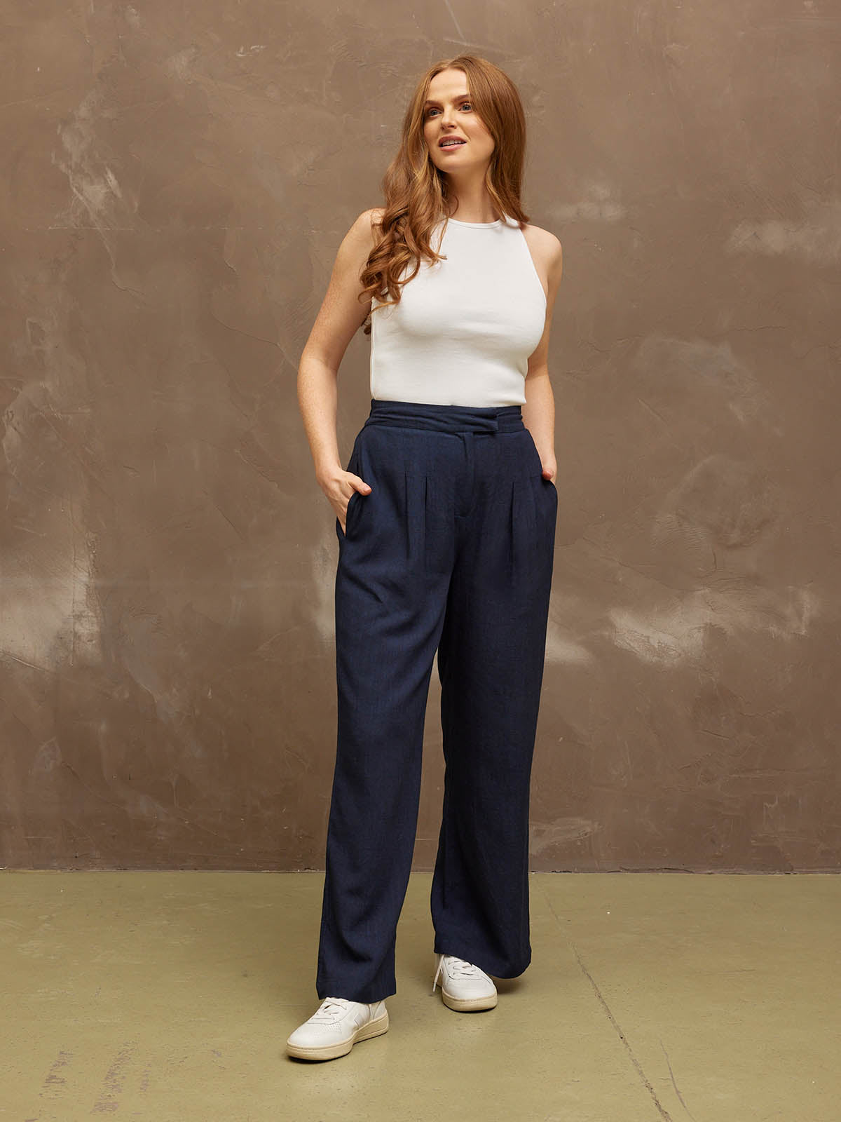 Beth - High Waisted Trouser - Navy – This is Unfolded