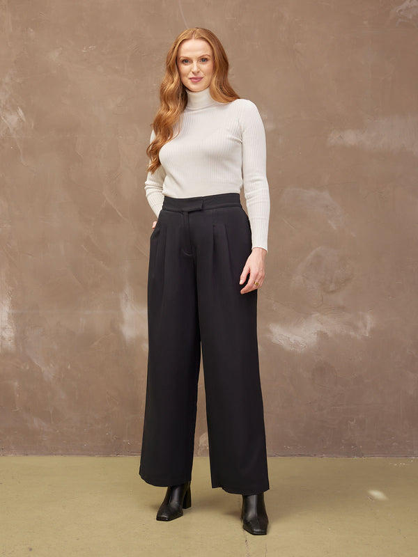 Lana - High Waist Trouser - Black