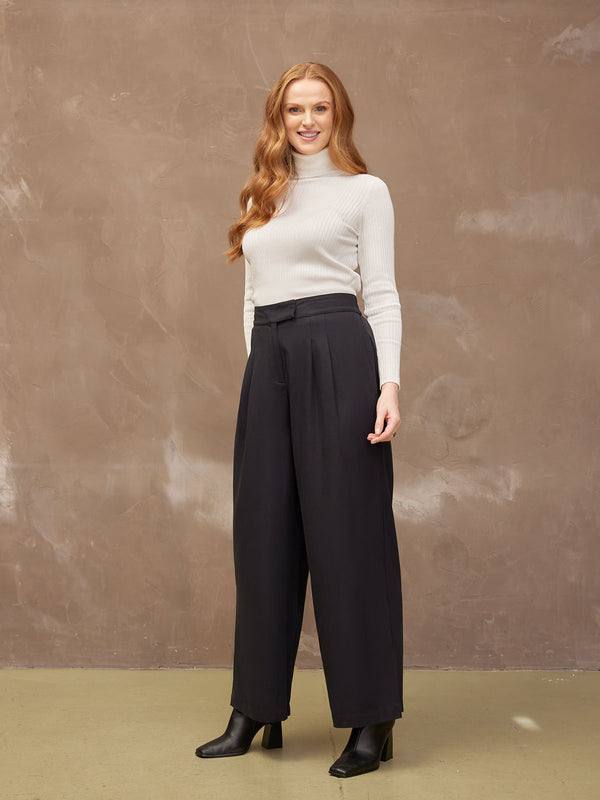 Lana - High Waist Trouser - Black