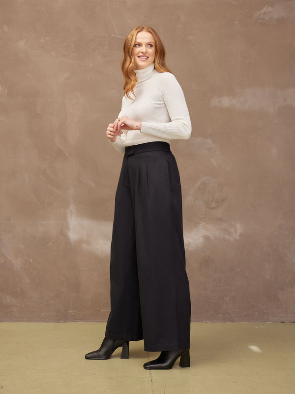 Lana - High Waist Trouser - Black