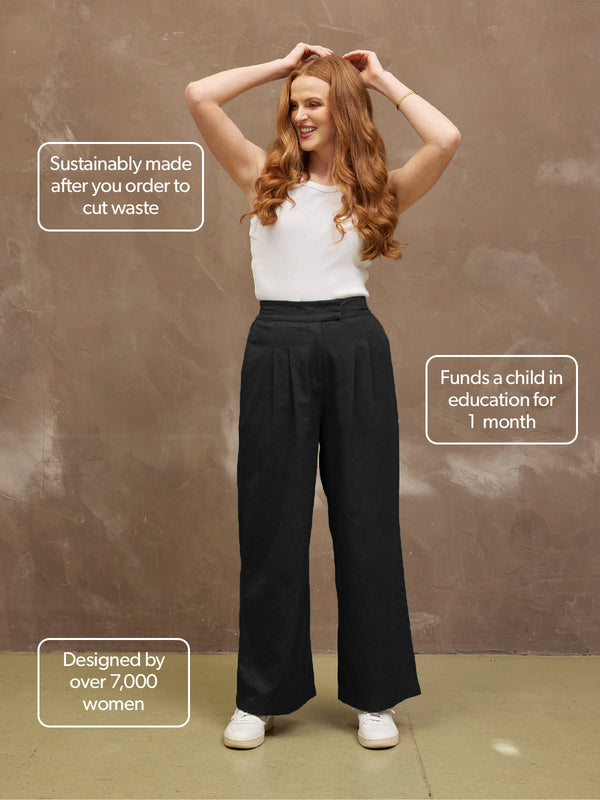 Lana - High Waist Trouser - Black