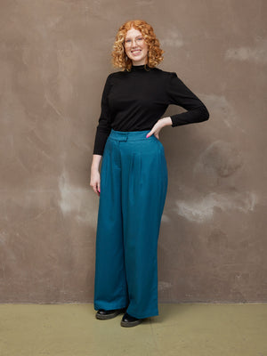 Lana - High Waist Trouser - Teal