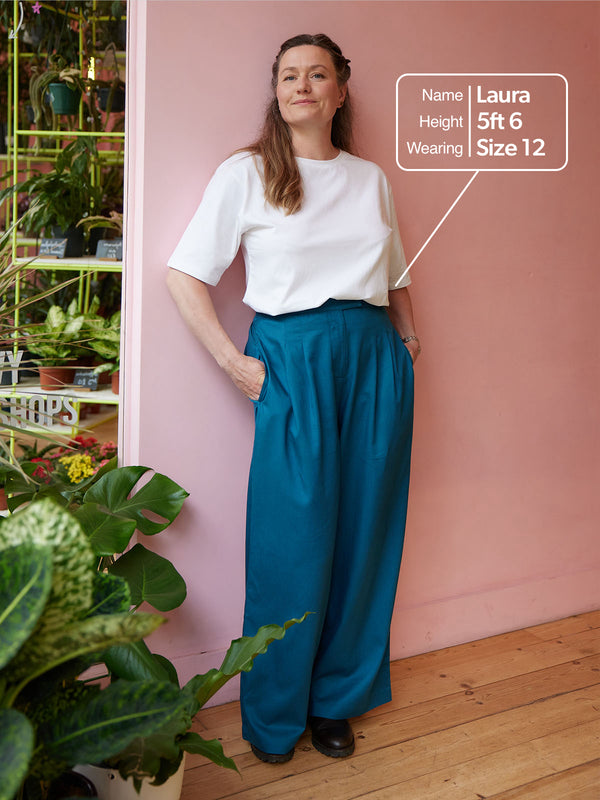 Lana - High Waist Trouser - Teal