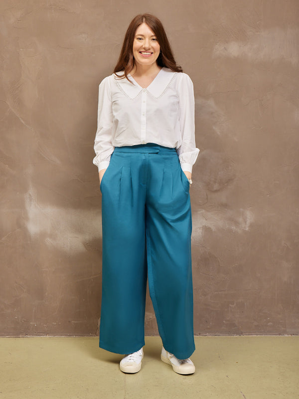 Lana - High Waist Trouser - Teal